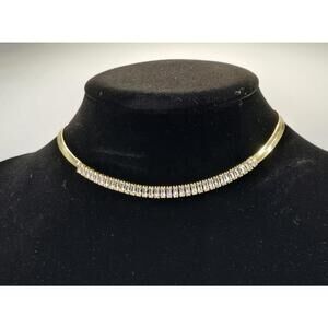 Vintage Style Gold & Emerald Cut CZ Choker Necklace
